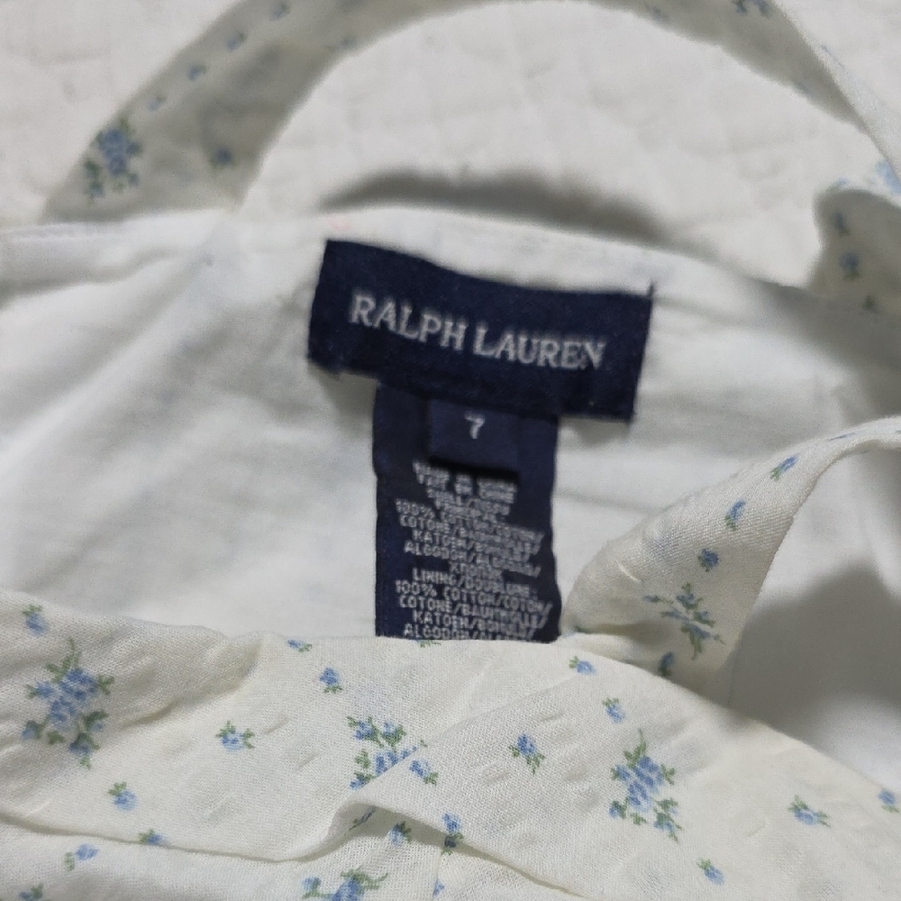 Ralph Lauren White and Blue Floral Dress - Picture 6 of 9